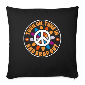 Hippie Quote Groovy Peace - Sofa pillowcase 17,3'' x 17,3'' (45 x 45 cm) - black - Front
