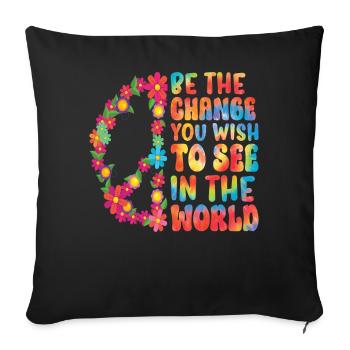 Hippie Floral Retro Peace Kindness - Sofa pillowcase 17,3'' x 17,3'' (45 x 45 cm) - black - Front