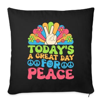 Hippie Peace Kindness - Sofa pillowcase 17,3'' x 17,3'' (45 x 45 cm) - black - Front