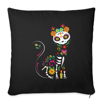 Dia de Los Muertos Cat Mexico - Sofa pillowcase 17,3'' x 17,3'' (45 x 45 cm) - black - Front