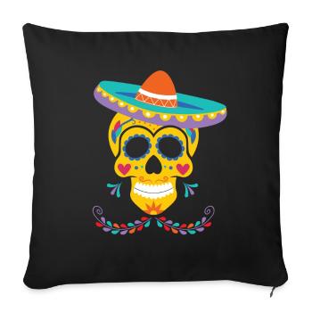 Dia de Los Muertos Sombrero, Mexico - Sofa pillowcase 17,3'' x 17,3'' (45 x 45 cm) - black - Front