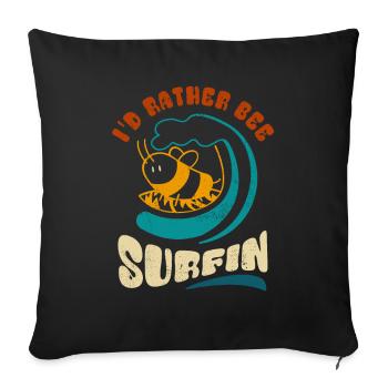 Je préfère le surf des abeilles - Autocollant - Housse de coussin décorative 45 x 45 cm - noir - Devant