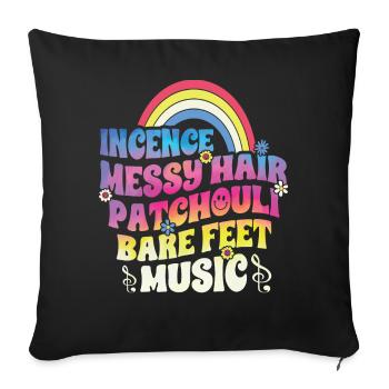 Drôle de gentillesse de paix hippie - Housse de coussin décorative 45 x 45 cm - noir - Devant
