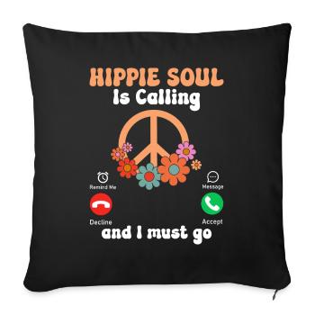 Drôle de paix hippie - Housse de coussin décorative 45 x 45 cm - noir - Devant