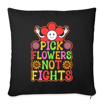 Drôle Hippie Floral Paix Bonté - Housse de coussin décorative 45 x 45 cm - noir - Devant