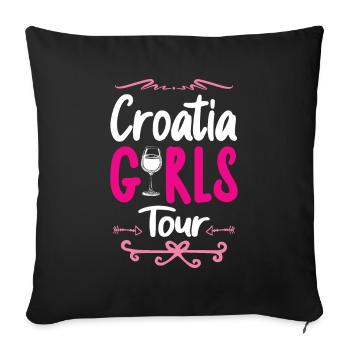 Tournée des filles en Croatie - Housse de coussin décorative 45 x 45 cm - noir - Devant