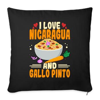 Love Nicaragua Gallo Pinto Cuisine d’Amérique centrale - Housse de coussin décorative 45 x 45 cm - noir - Devant