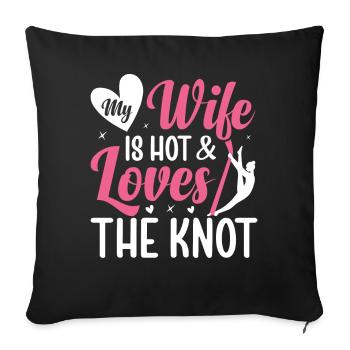 Acrobate de soie aérienne - Housse de coussin décorative 45 x 45 cm - noir - Devant