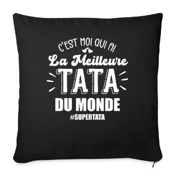 C'est moi qui ai la meilleure tata du monde - Housse de coussin décorative 45 x 45 cm - noir - Devant
