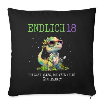Endlich 18 Dino - Sofakissenbezug 45 x 45 cm - Schwarz - Vorne
