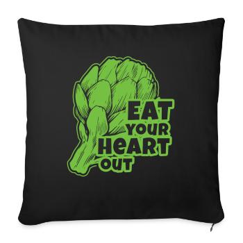 Eat Your Heart Out Artichokes Vegan - Sofa pillowcase 17,3'' x 17,3'' (45 x 45 cm) - black - Front