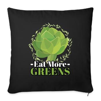 Mangez plus d’artichauts verts végétaliens - Housse de coussin décorative 45 x 45 cm - noir - Devant