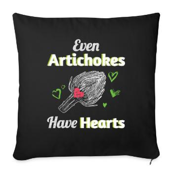 Artichokes Have Hearts Artichoke Vegan - Sofa pillowcase 17,3'' x 17,3'' (45 x 45 cm) - black - Front