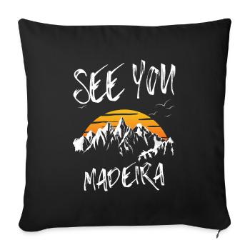 Randonnée en montagne à Madère - Housse de coussin décorative 45 x 45 cm - noir - Devant
