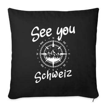 Suisse Snowboarding Suisse randonnée et ski - Housse de coussin décorative 45 x 45 cm - noir - Devant