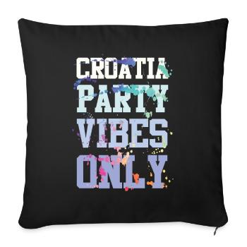 Croatie Party Vibes - Housse de coussin décorative 45 x 45 cm - noir - Devant