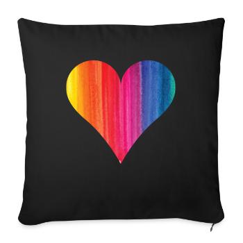 Rainbow Heart LGBTQ Gay Gay Gay - Sofa pillowcase 17,3'' x 17,3'' (45 x 45 cm) - black - Front