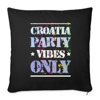 Croatie Party Vibes - Housse de coussin décorative 45 x 45 cm - noir - Devant