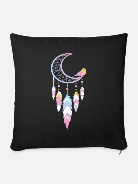 Capteur de rêves Lune Capteur de rêves Spirituel - Housse de coussin décorative 45 x 45 cm - noir