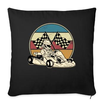 Vintage Go Kart Perfekt Für Karting Rennsportler - Sofakissenbezug 45 x 45 cm - Schwarz - Vorne