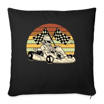 Go Kart Driver Retro Kids Go-Kart Race - Housse de coussin décorative 45 x 45 cm - noir - Devant