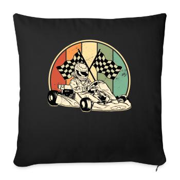 Kart Kartfahren Retro Rennkart Training Geschenk - Sofakissenbezug 45 x 45 cm - Schwarz - Vorne
