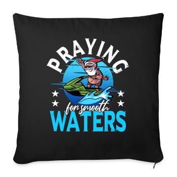 Bateau à moteur Jet boat Jet ski Père Noël Noël - Housse de coussin décorative 45 x 45 cm - noir - Devant
