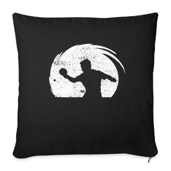 Joueur de tennis de table avec batte de tennis de table - Housse de coussin décorative 45 x 45 cm - noir - Devant