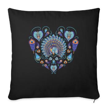 Peacock Heart Bird Ornamental Bird Feathers Colorful - Sofa pillowcase 17,3'' x 17,3'' (45 x 45 cm) - black - Front