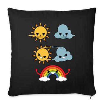 Soleil, nuages, arc-en-ciel - Housse de coussin décorative 45 x 45 cm - noir - Devant