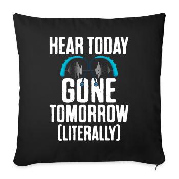 Deaf Pride ASL - Sofa pillowcase 17,3'' x 17,3'' (45 x 45 cm) - black - Front