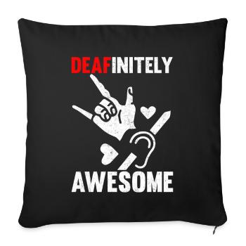 Deaf Pride ASL Sign Language - Sofa pillowcase 17,3'' x 17,3'' (45 x 45 cm) - black - Front