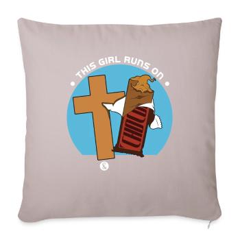 Jésus et le chocolat - Housse de coussin décorative 45 x 45 cm - taupe clair - Devant
