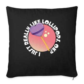 Cadeau de bonbons Lollipop - Housse de coussin décorative 45 x 45 cm - noir - Devant