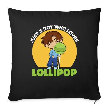 Cadeau de bonbons Lollipop - Housse de coussin décorative 45 x 45 cm - noir - Devant