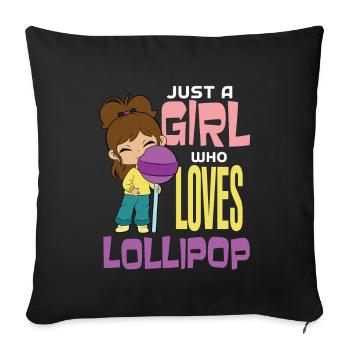 Cadeau de bonbons Lollipop - Housse de coussin décorative 45 x 45 cm - noir - Devant