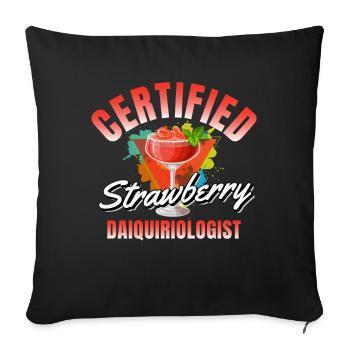 Strawberry Daiquiri Cocktail Alkohol - Sofakissenbezug 45 x 45 cm - Schwarz - Vorne