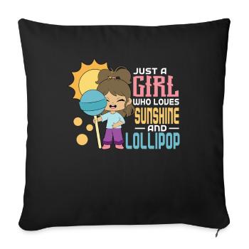 Cadeau de bonbons Lollipop - Housse de coussin décorative 45 x 45 cm - noir - Devant