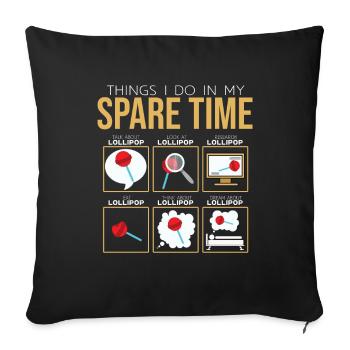 Cadeau de bonbons Lollipop - Housse de coussin décorative 45 x 45 cm - noir - Devant