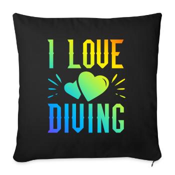 I love diving - Sofa pillowcase 17,3'' x 17,3'' (45 x 45 cm) - black - Front
