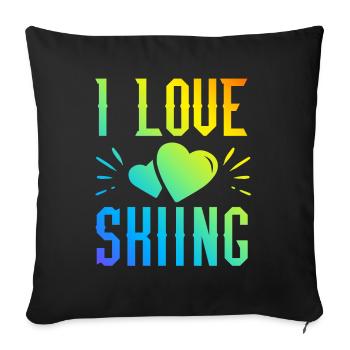 I love skiing - Sofa pillowcase 17,3'' x 17,3'' (45 x 45 cm) - black - Front