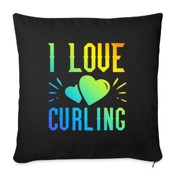I love curling - Sofa pillowcase 17,3'' x 17,3'' (45 x 45 cm) - black - Front