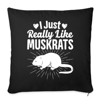 Rat musqué rétro - Housse de coussin décorative 45 x 45 cm - noir - Devant