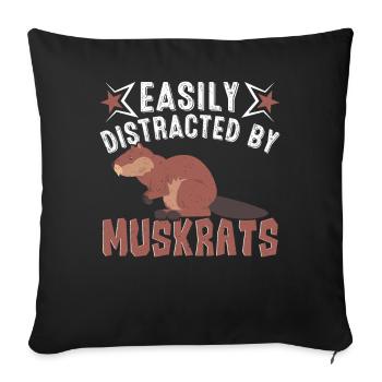 Rat musqué rétro - Housse de coussin décorative 45 x 45 cm - noir - Devant