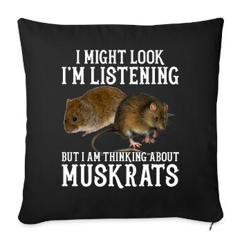 Rat musqué rétro - Housse de coussin décorative 45 x 45 cm - noir - Devant