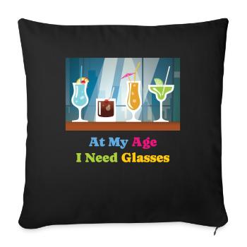 J’ai besoin de verres cocktail alcool - Housse de coussin décorative 45 x 45 cm - noir - Devant