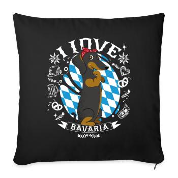 Dachshund I Love Bavaria - Sofa pillowcase 17,3'' x 17,3'' (45 x 45 cm) - black - Front