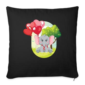Elephant Kids Mignon Ballon Éléphant - Housse de coussin décorative 45 x 45 cm - noir - Devant