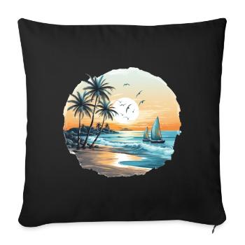 Ocean vibes, beach vibes, sunset on the beach, oce - Sofa pillowcase 17,3'' x 17,3'' (45 x 45 cm) - black - Front