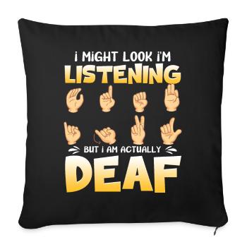 Deaf Pride ASL - Sofa pillowcase 17,3'' x 17,3'' (45 x 45 cm) - black - Front